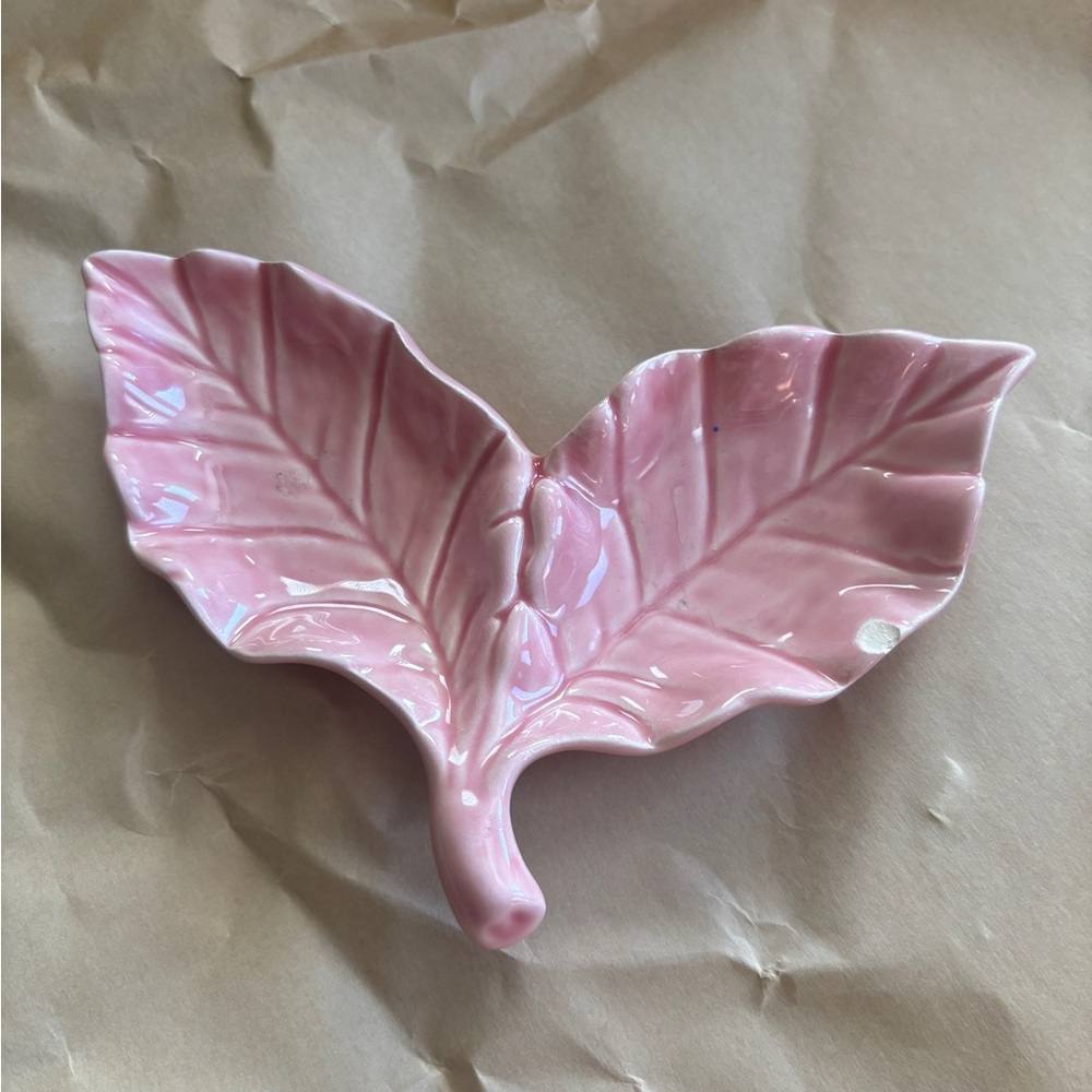 Elegant Pink Ceramic Leaf Sculpture